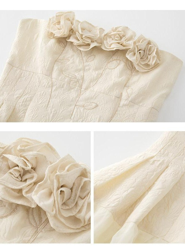 1P STUDIO Ethereal Embroidered Rose Handmade Women&