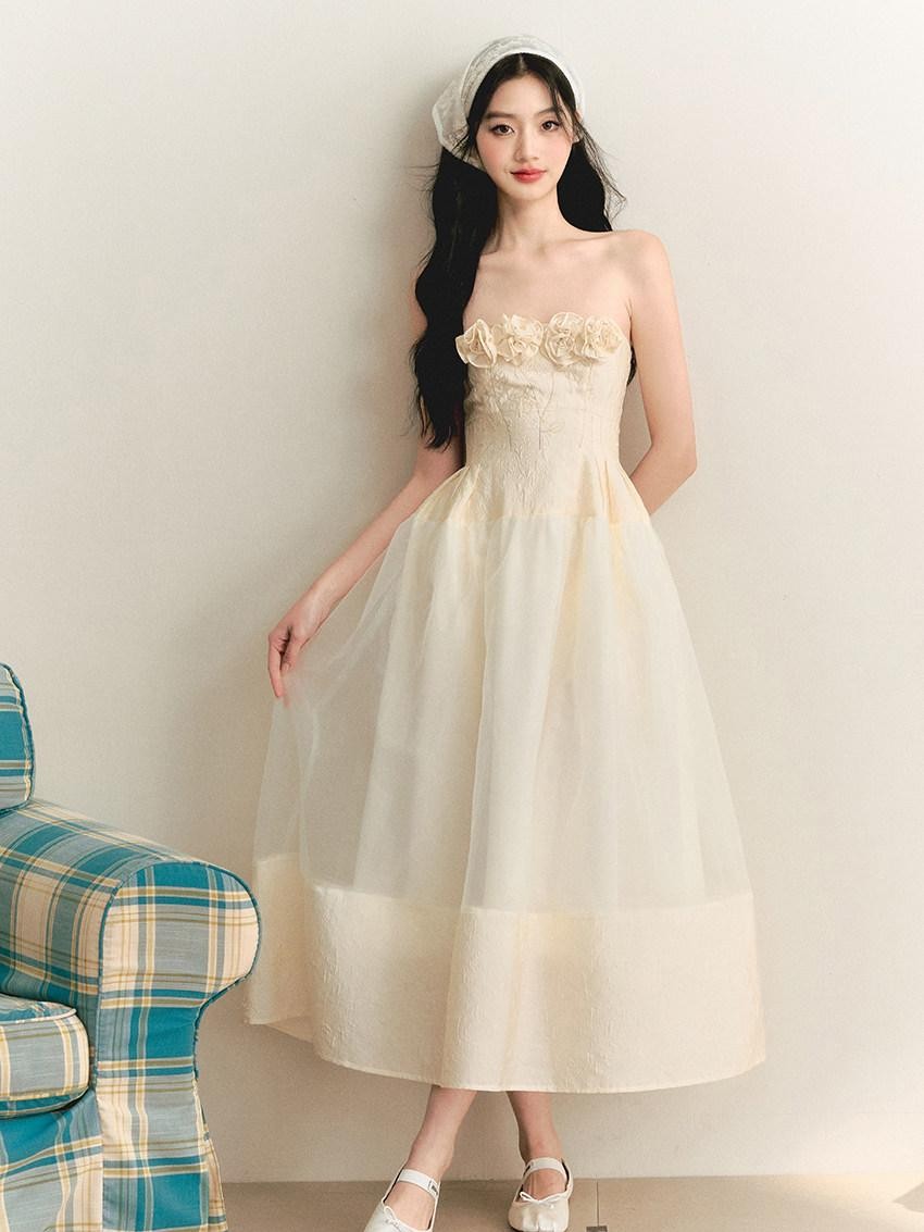 1P STUDIO Ethereal Embroidered Rose Handmade Women&