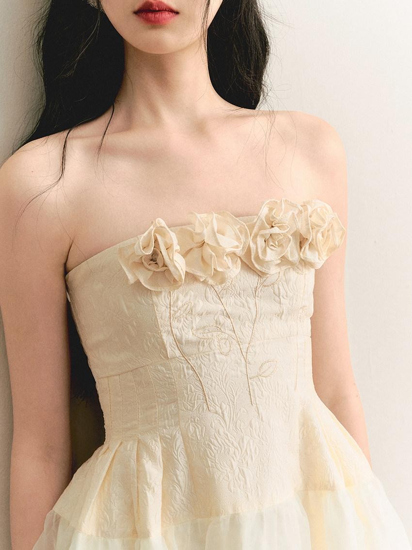 1P STUDIO Ethereal Embroidered Rose Handmade Women&