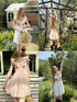 1P STUDIO Floral Embroidered Flutter Sleeve V-neck Tie Women&