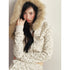 1P_STUDIO_Floral_Fur_Collar_Hooded_Short_Elastic_Waist_Women&