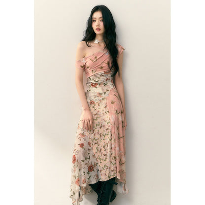1P_STUDIO_Floral_Print_Asymmetric_One_Shoulder_Spliced_Women&