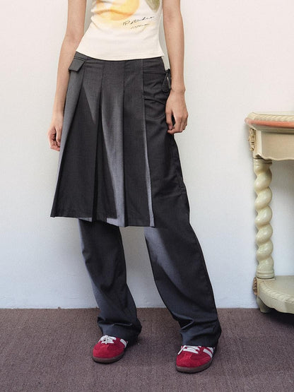 1P STUDIO Floral Rib Knit Tank Faux Two Piece Straight Pants Women&