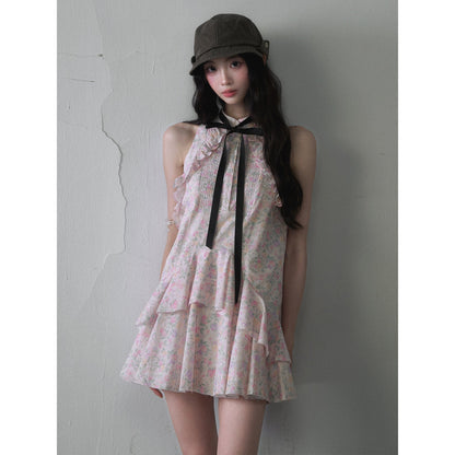 1P_STUDIO_Floral_Ruffle_Tie_Bow_Sleeveless_Shirt_Collar_Women&