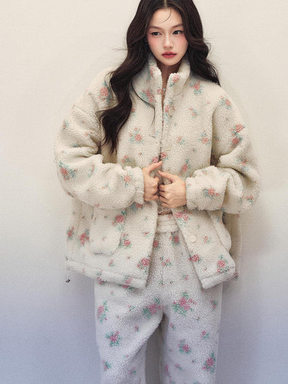 1P STUDIO Floral Stand Collar Loose Women&