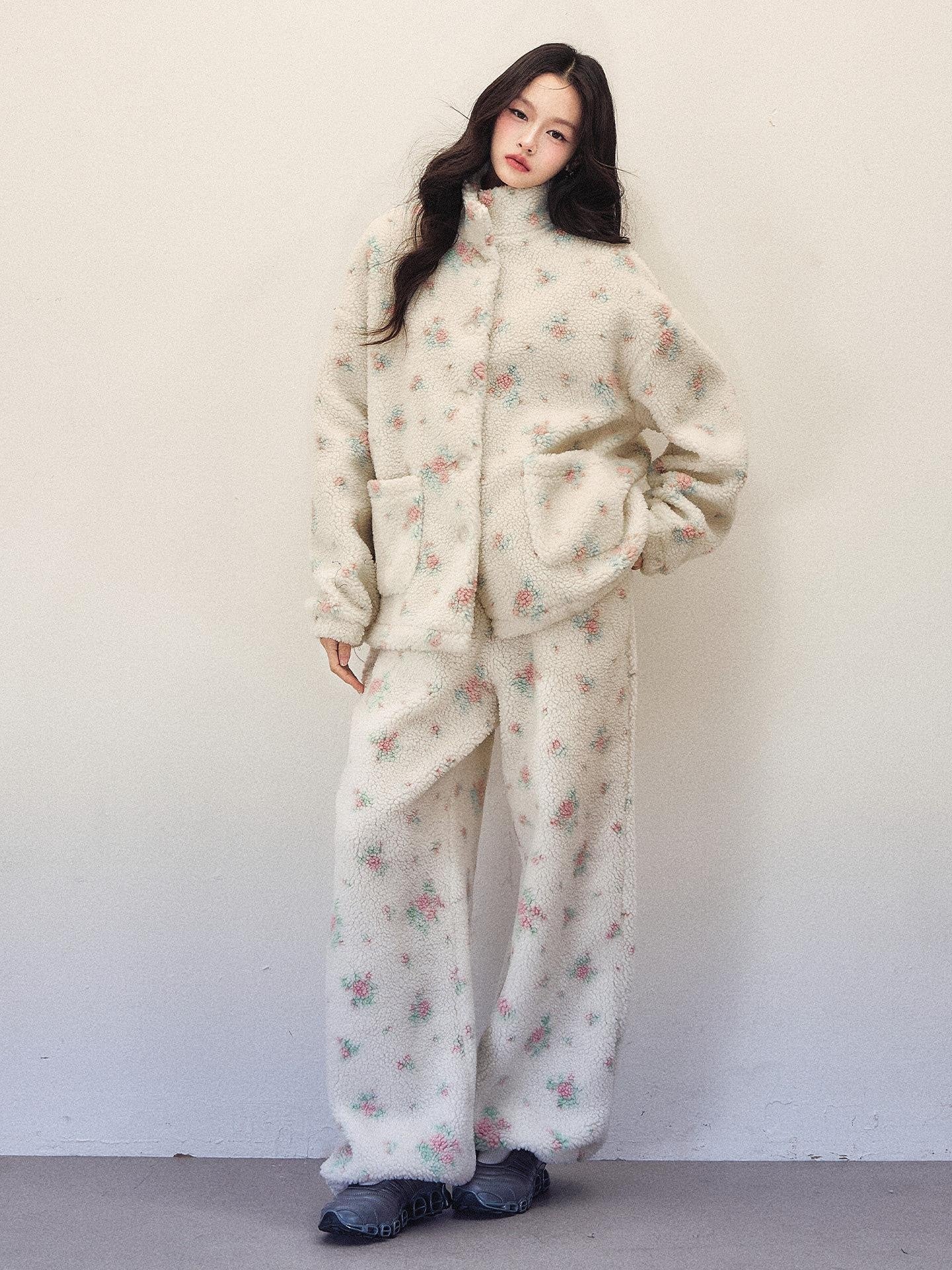 1P STUDIO Floral Stand Collar Loose Women&