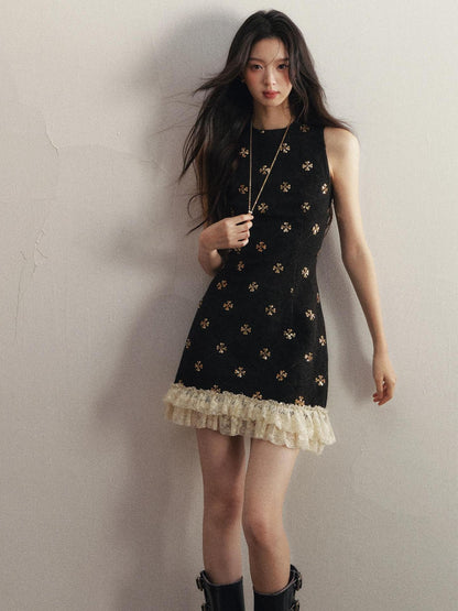 1P STUDIO Gold Sequin Floral Embroidery Crop Jacket Women&