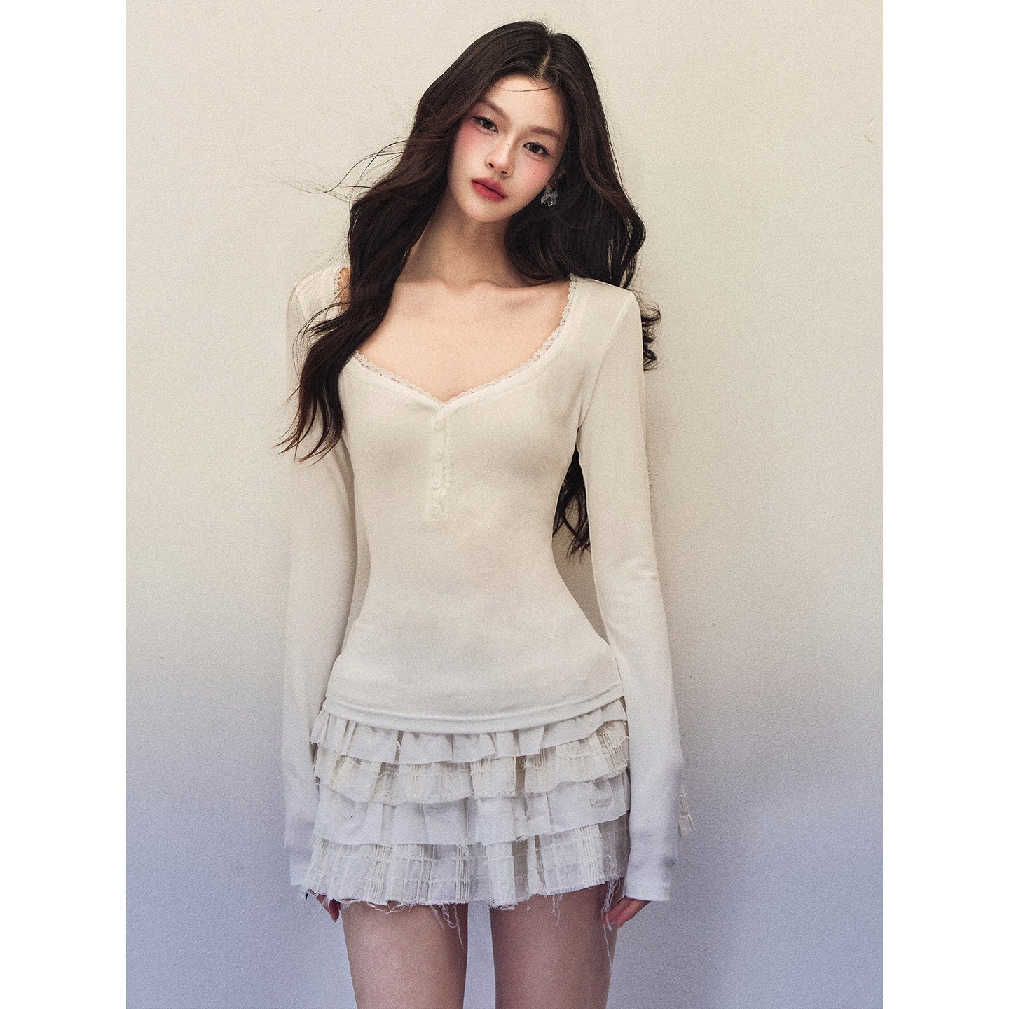 1P_STUDIO_Lace_Trim_Henley_Collar_Women&