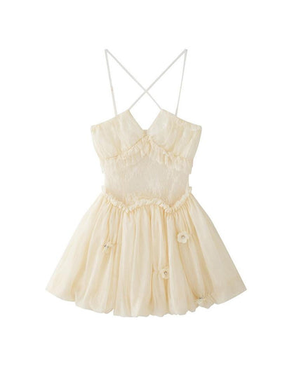 1P STUDIO Light Beige Sheer Waist Spliced Cinched Women&