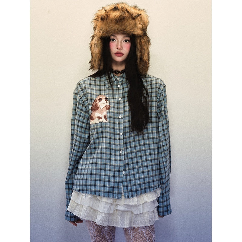 1P_STUDIO_Light_Blue_Plaid_Dog_Embroidered_Women&