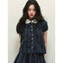 1P_STUDIO_Navy_Plaid_Doll_Collar_Short_Sleeve_Pleated_Skirt_Women&