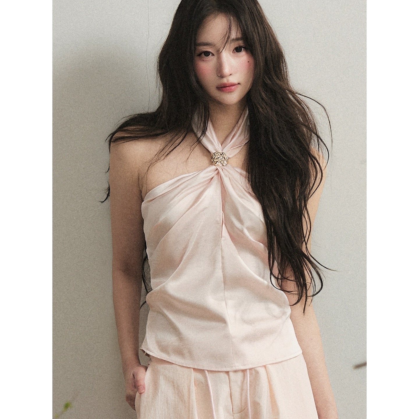 1P_STUDIO_Nude_Pink_Knot_Halter_Satin_Wide_Leg_Women&