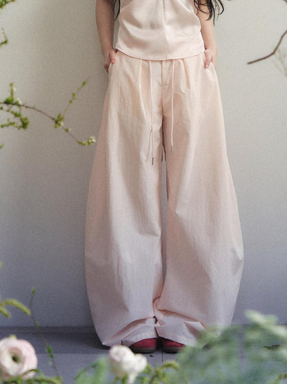 1P STUDIO Nude Pink Knot Halter Satin Wide Leg Women&