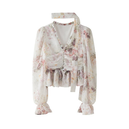1P_STUDIO_Ombre_Floral_Bow_Tie_Cutout_V-neck_Lantern_Sleeve_Women&