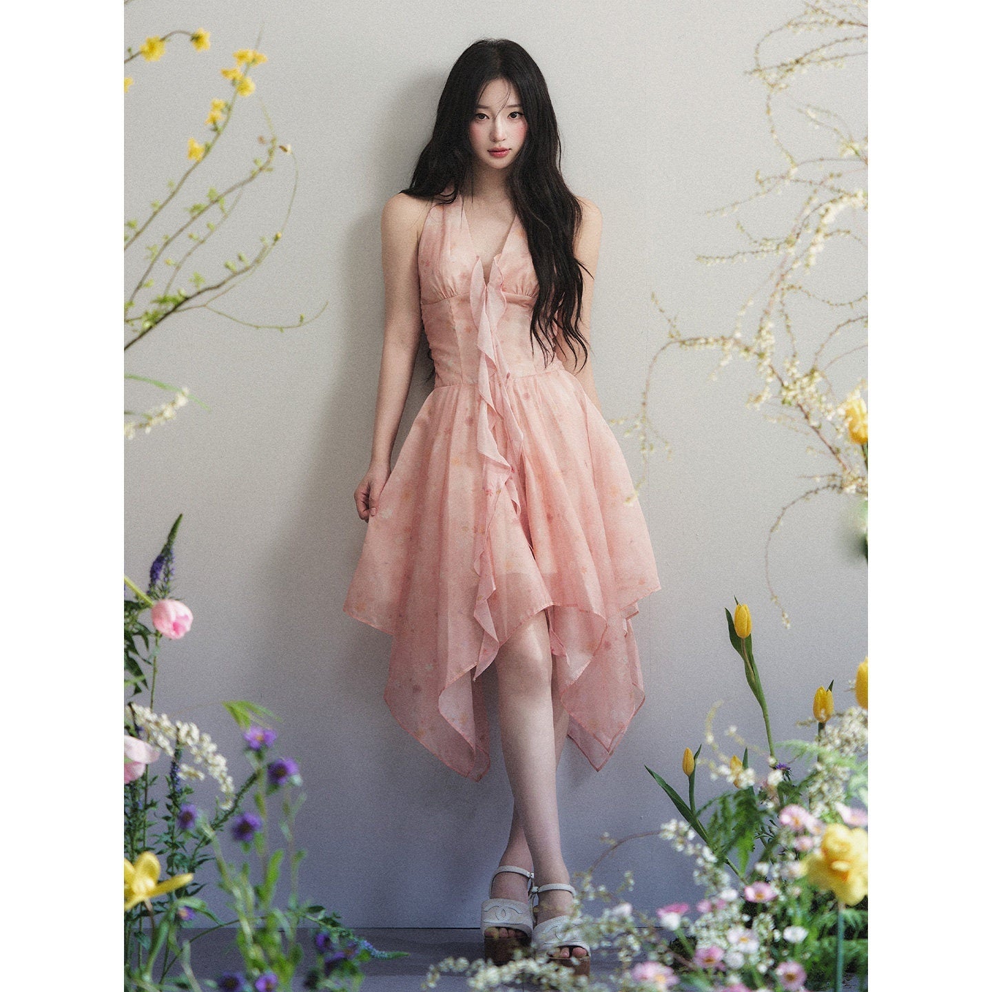 1P_STUDIO_Orange_Pink_Ombre_Print_V-neck_Ruffle_Women&