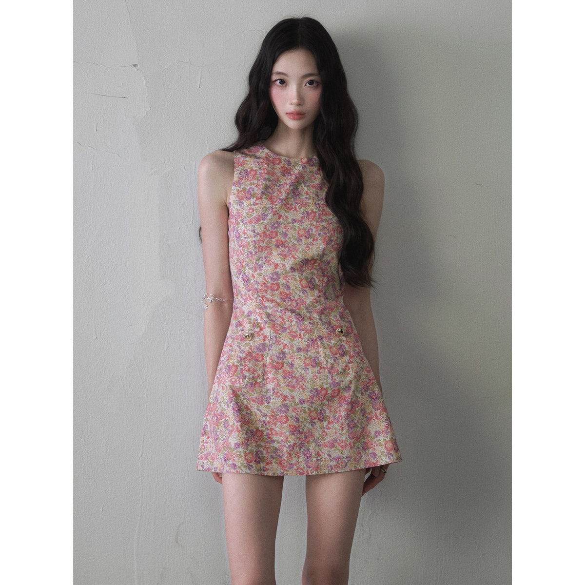 1P_STUDIO_Painterly_Floral_Print_Cinched_Waist_A_Line_Women&