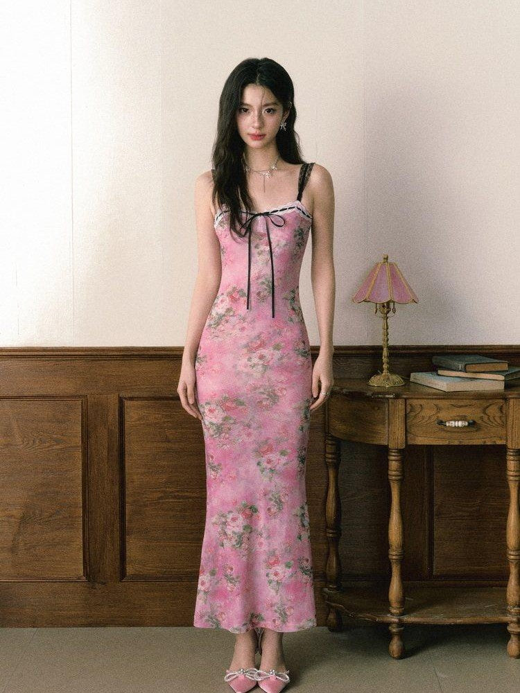 1P STUDIO Pink Oilpaint Floral Patchwork Strappy Women&