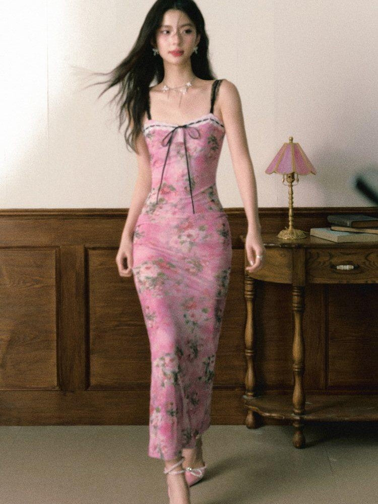 1P STUDIO Pink Oilpaint Floral Patchwork Strappy Women&
