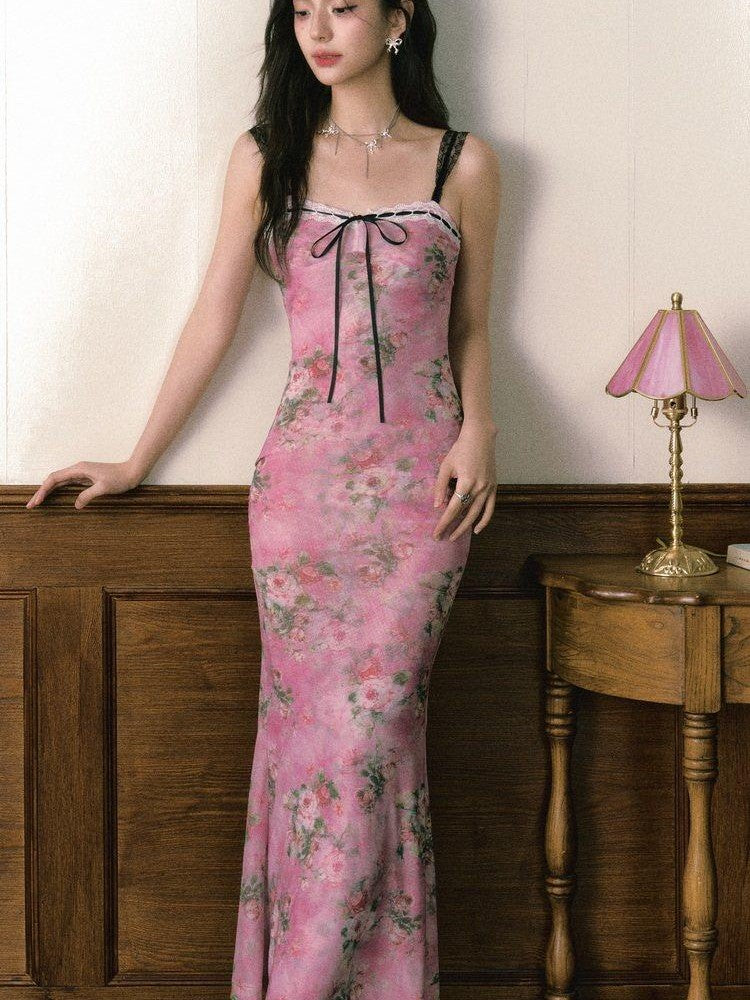 1P STUDIO Pink Oilpaint Floral Patchwork Strappy Women&
