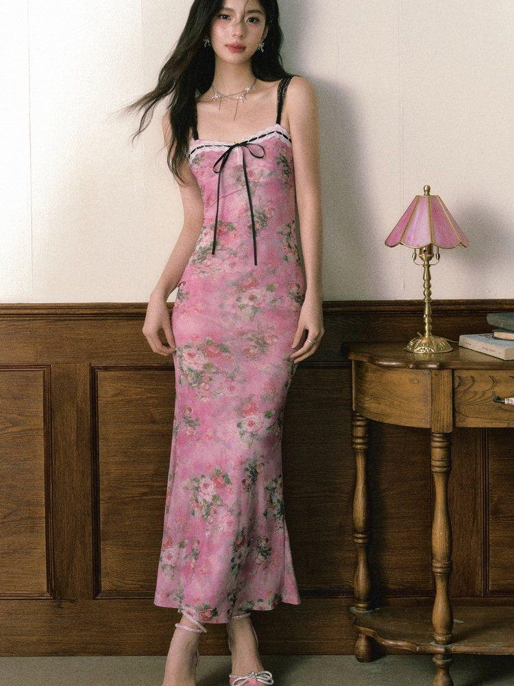 1P STUDIO Pink Oilpaint Floral Patchwork Strappy Women&