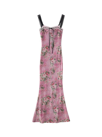 1P STUDIO Pink Oilpaint Floral Patchwork Strappy Women&