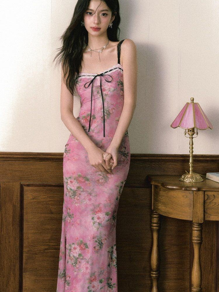 1P STUDIO Pink Oilpaint Floral Patchwork Strappy Women&