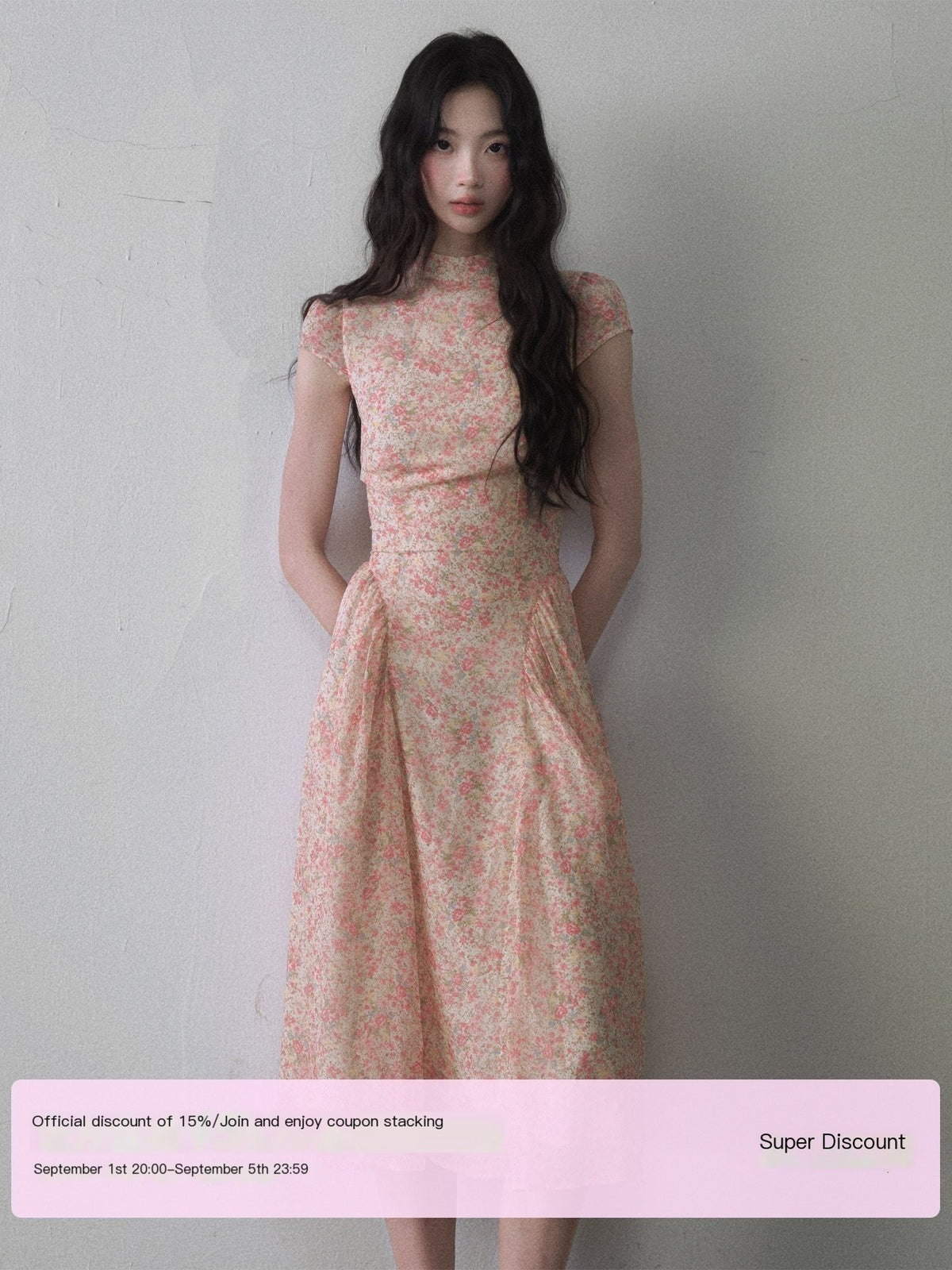 1P_STUDIO_Pink_Ombre_Floral_Mock_Neck_Waist_Cinched_Women&