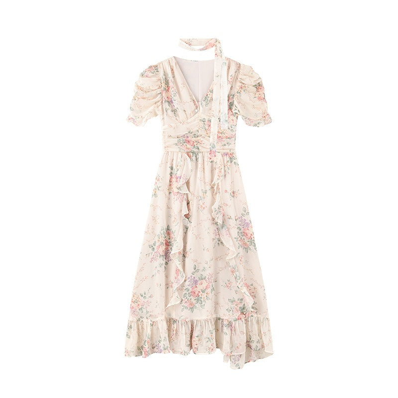 1P_STUDIO_Pink_V-neck_Ruffle_Sash_Halter_Waist_Women&