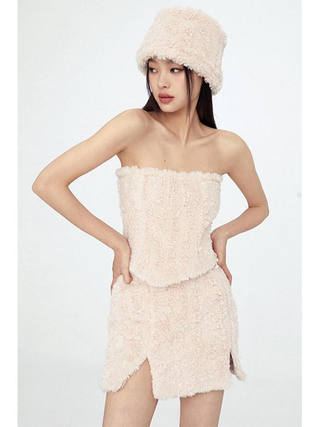 1P STUDIO Plush Tweed Inspired Women&