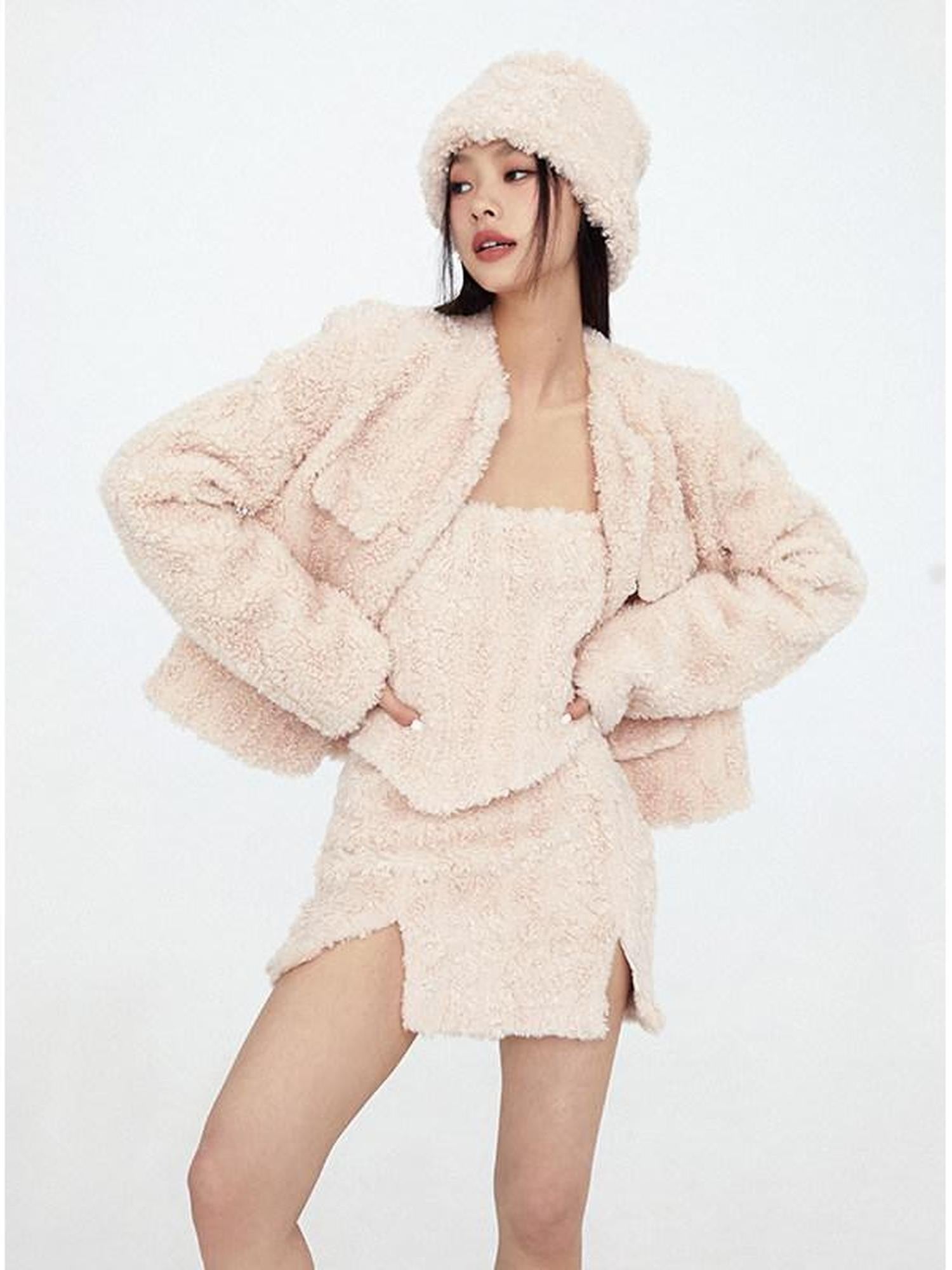 1P STUDIO Plush Tweed Inspired Women&