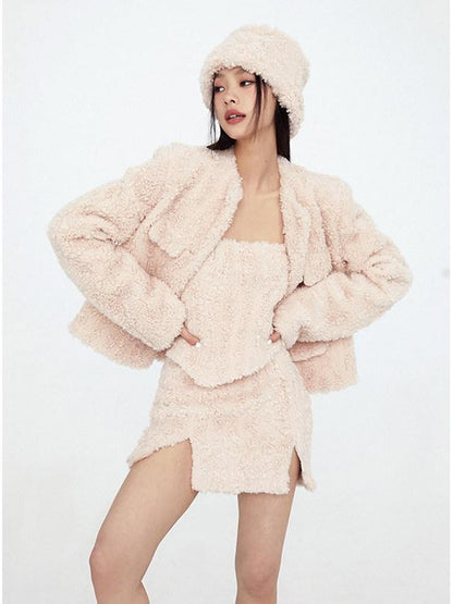 1P STUDIO Plush Tweed Inspired Women&