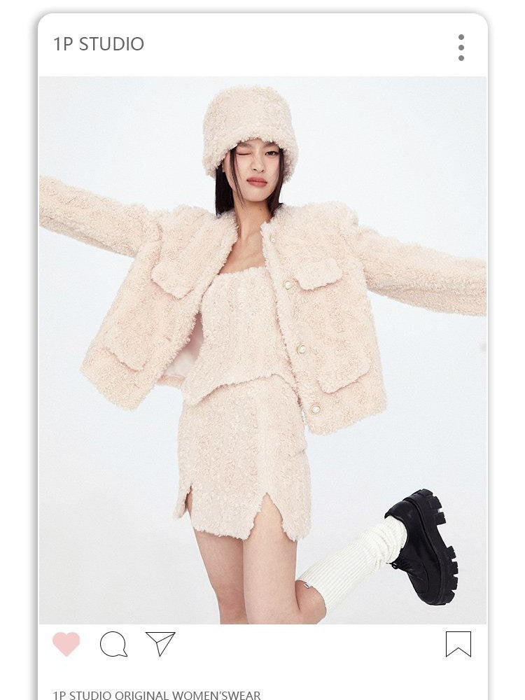 1P STUDIO Plush Tweed Inspired Women&