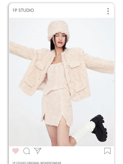 1P STUDIO Plush Tweed Inspired Women&