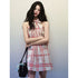 1P_STUDIO_Red_Plaid_Bow_Cutout_V-neck_A_Line_Women&