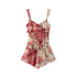 1P_STUDIO_Red_Plaid_Patchwork_Rose_Floral_Ruffle_Tie_V-neck_Women&