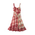 1P_STUDIO_Red_Plaid_Patchwork_Rose_Floral_Ruffle_Tie_V-neck_Women&