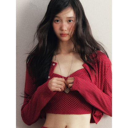 1P_STUDIO_Red_Polka_Dot_Slim_Fit_Cardigan_Cami_Knitted_Women&