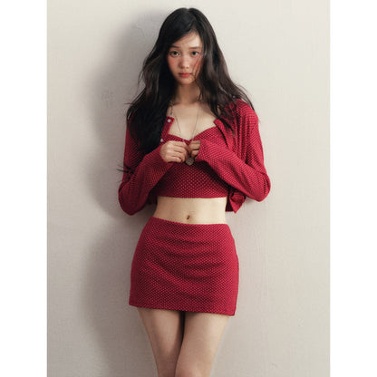 1P_STUDIO_Red_Polka_Dot_Slim_Fit_Cardigan_Cami_Knitted_Women&