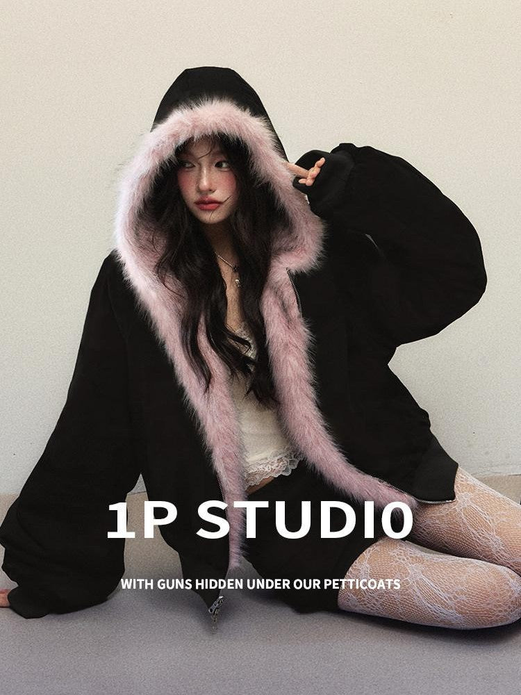 1P STUDIO Reversible Hooded Barn Style Women&