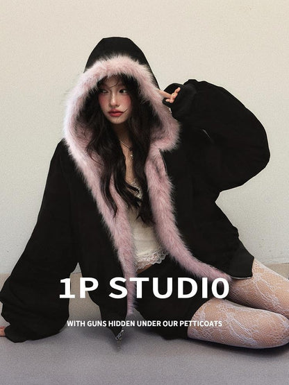 1P STUDIO Reversible Hooded Barn Style Women&