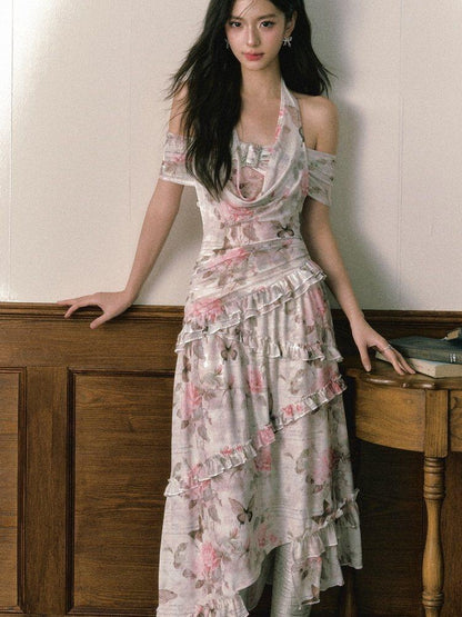 1P STUDIO Rose Butterfly Printed Asymmetrical Women&