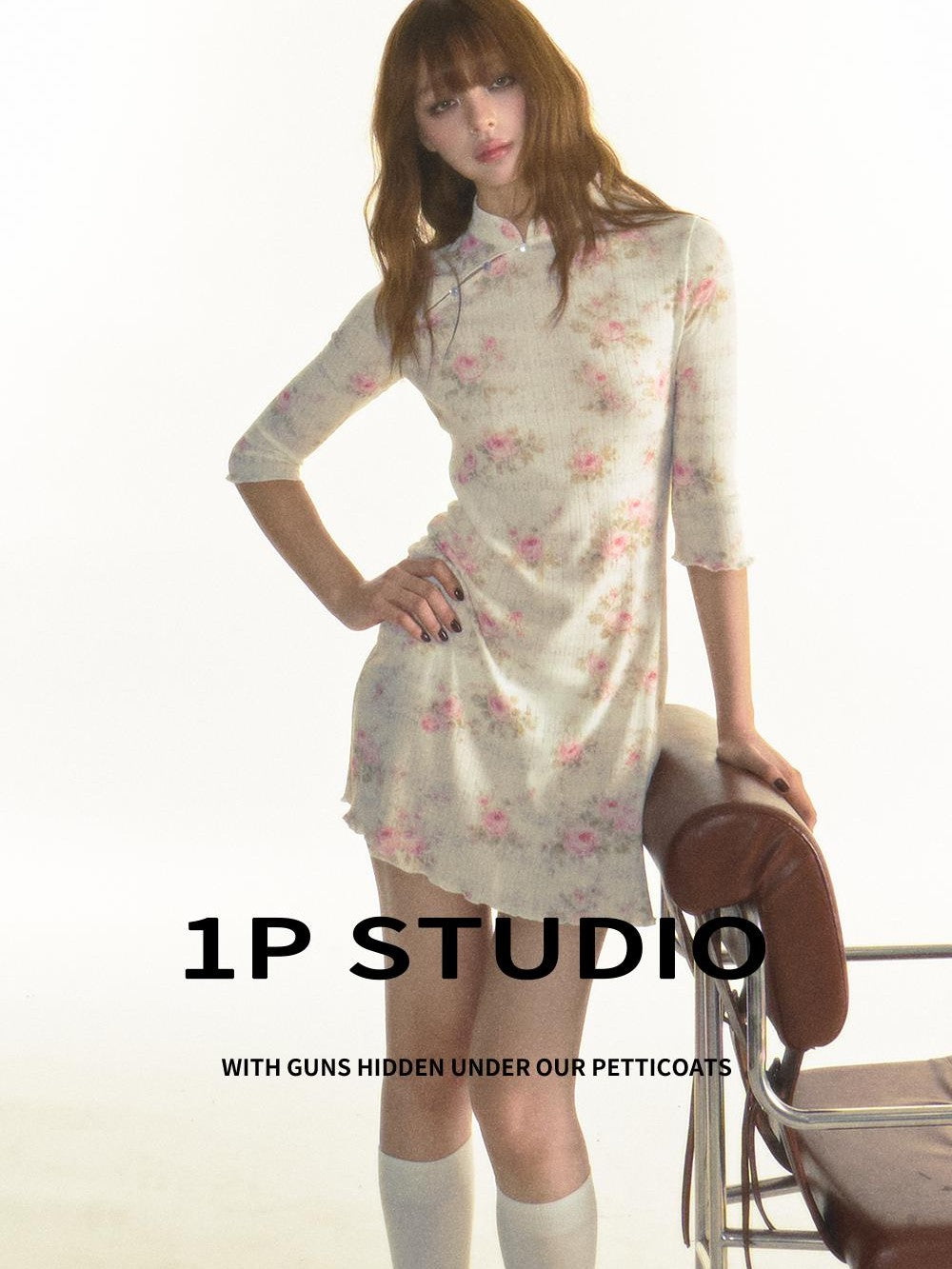 1P STUDIO Rose Floral Knit Slim Waist Women&