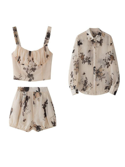 1P STUDIO Rose Floral Print Long Sleeve Women&