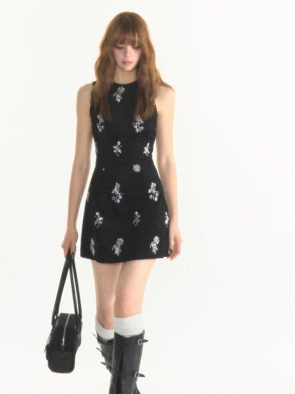 1P STUDIO Sequin Embroidered Waist Cinch Sleeveless Women&