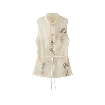 1P_STUDIO_Sequin_Embroidery_Mandarin_Vest_Stand_Collar_Women&