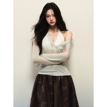 1P_STUDIO_Sheer_V-neck_Slim_Knit_Halter_Layer_Women&