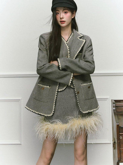 1P STUDIO Shell Embroidered Tweed Three Piece Women&