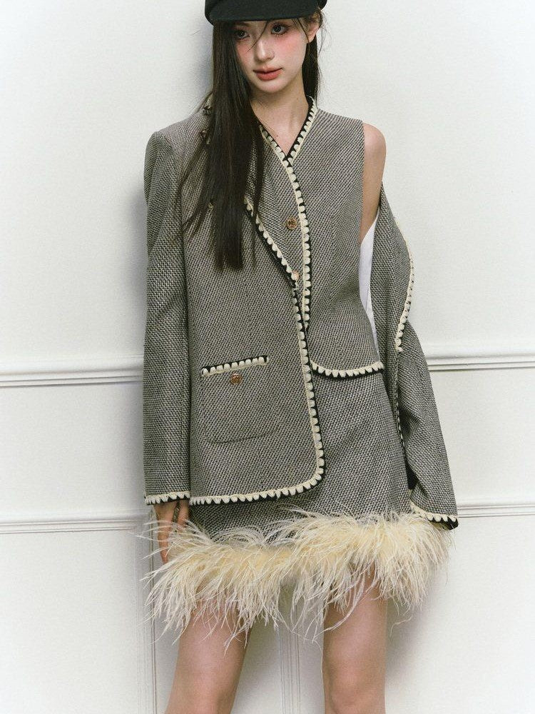 1P STUDIO Shell Embroidered Tweed Three Piece Women&