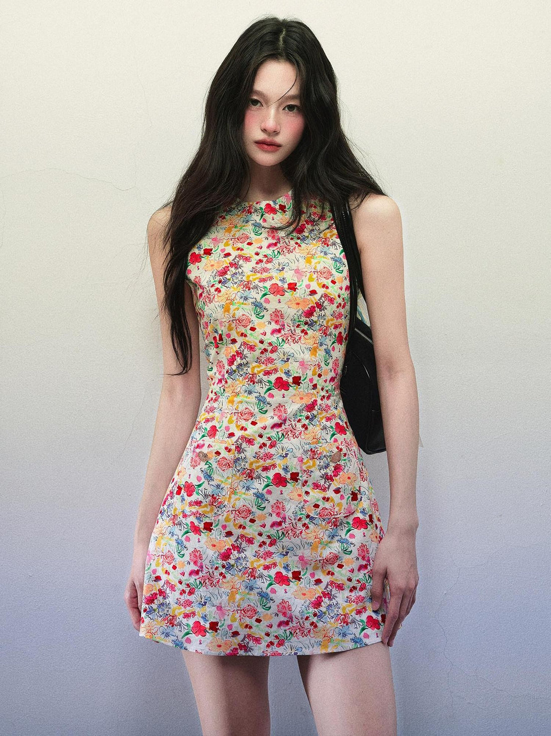 1P STUDIO Small Floral Colorblock Slim Fit Women&