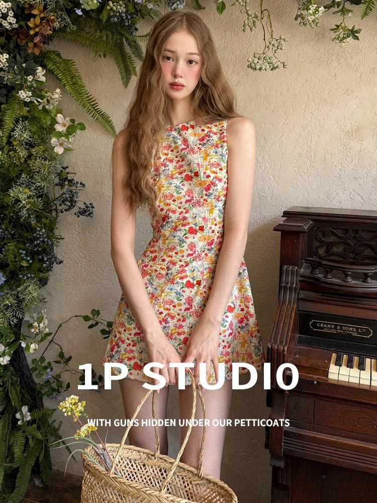1P STUDIO Small Floral Colorblock Slim Fit Women&